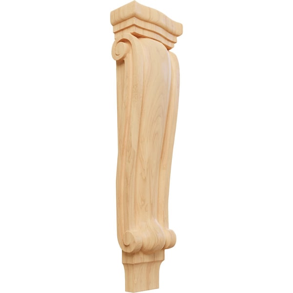 Ekena Millwork 6 1/4"W x 3"D x 22"H Large Traditional Pilaster Corbel, Red Oak CORW06X03X22PTRO - main